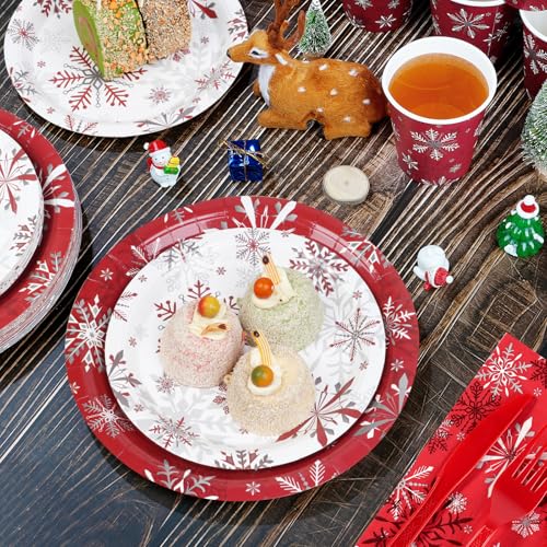 Christmas Holiday Snowflake Paper Plates and Napkins Serve 50,