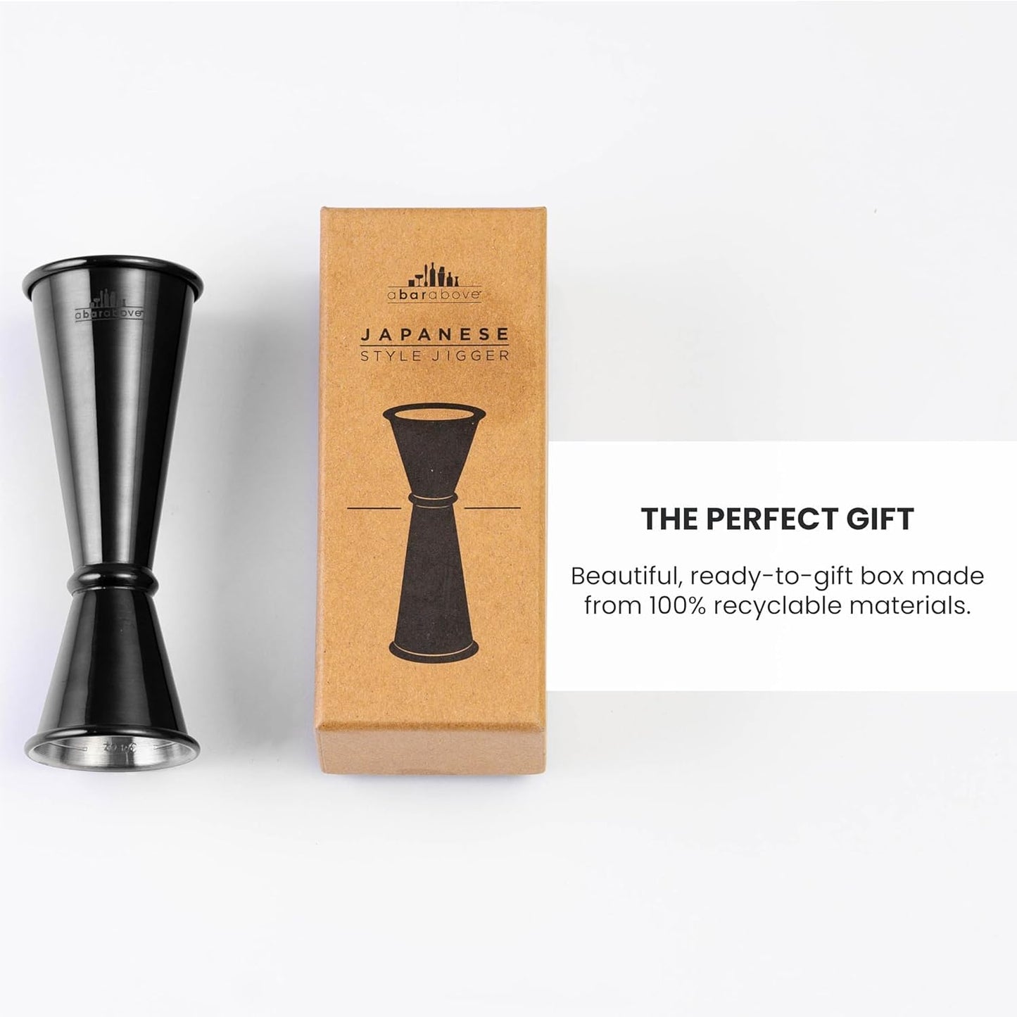 A Bar Above Premium Japanese Jigger, with 8 Measurements Inside, Professional and Heavy-Duty, 304 Stainless Steel Cocktail Double Jiggers, for Bartending, 1 Jigger, Black