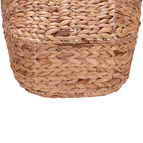 Natural Water Hyacinth Wicker Basket with Handles - Tall Storage Bin