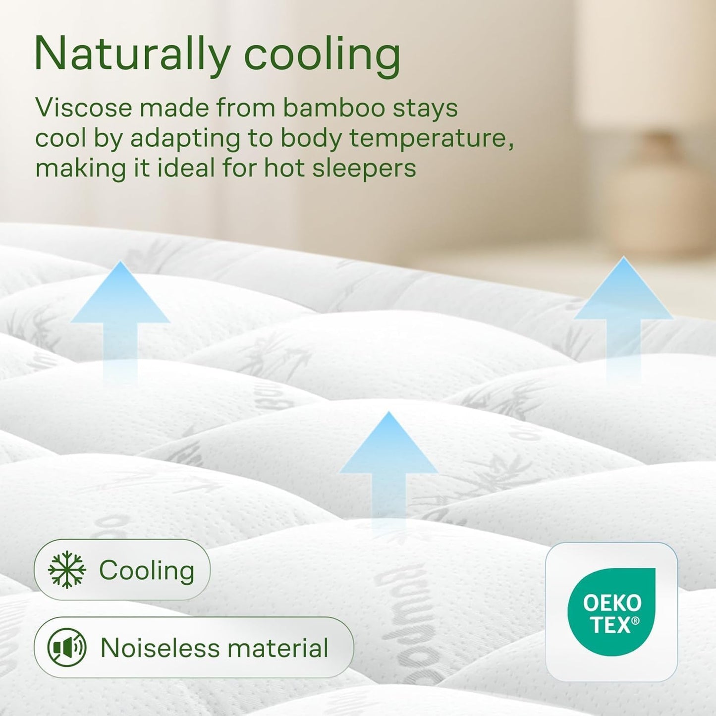 Niagara Sleep Solution Ultra Soft Queen Mattress Topper - Bamboo Viscose Pillow Top for Back Pain Relief | Naturally Cooling, White