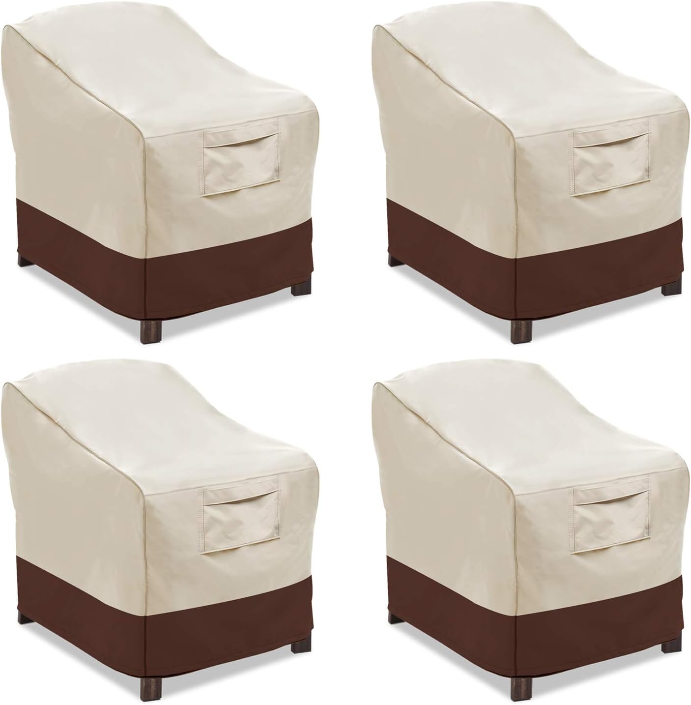 Vailge Heavy-Duty Waterproof Patio Chair Covers - Large Deep Seat Protection | 4 Pack, Beige & Brown