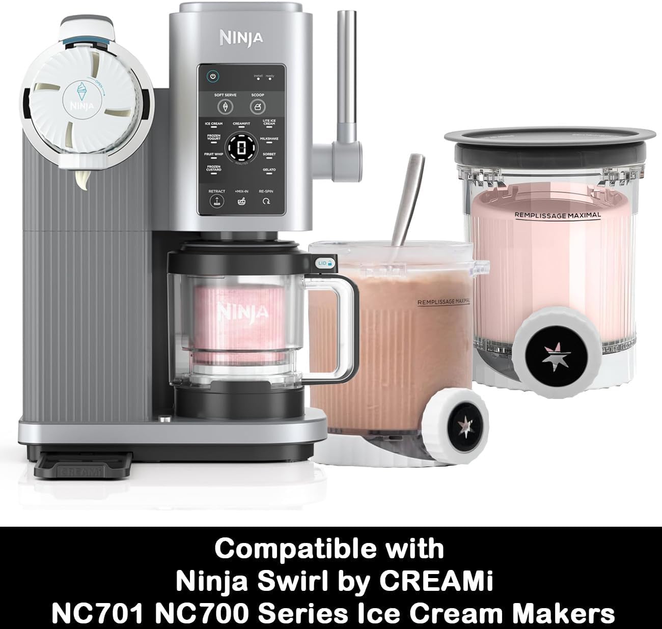 Ninja 4-Pack Creami Pints with Silicone Lids - BPA-Free & Dishwasher Safe for NC700/NC701 Series