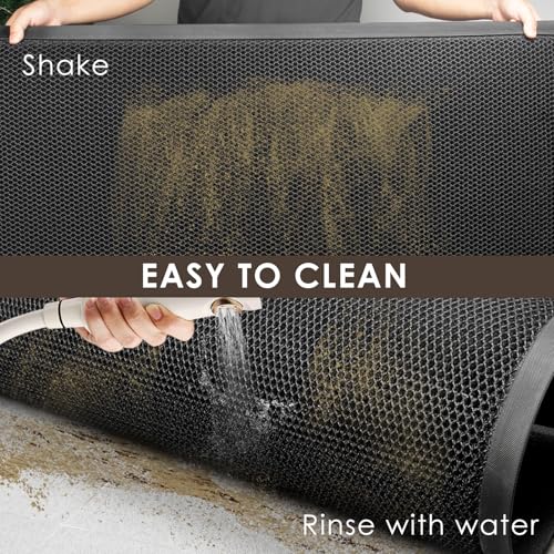 Azadx Outdoor Indoor Door Mat 23x35 Black & Grey Heavy Duty Entryway Rug