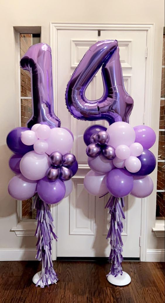 Skiennix 40 Inch Purple Number Balloon - Glamorous 40th Birthday Party Decoration for Men & Women