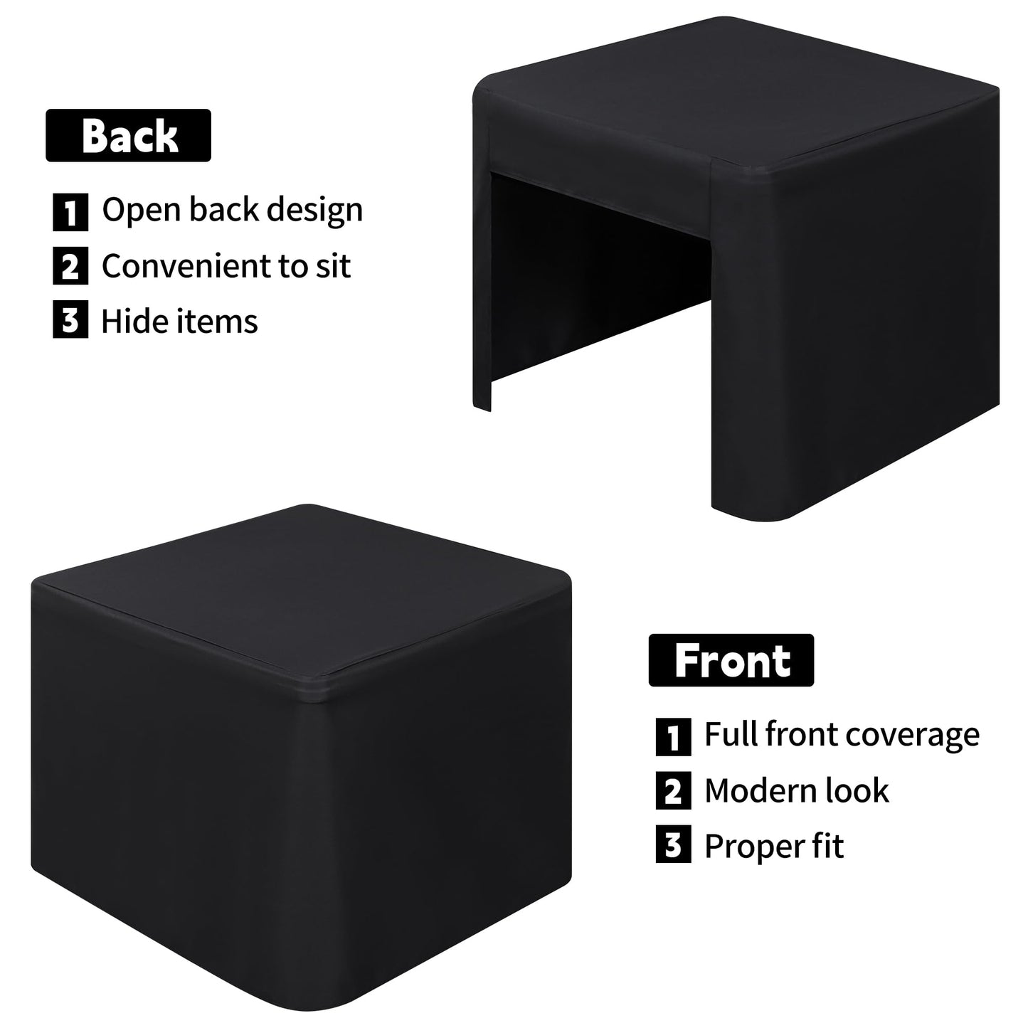 TC LUDUAN 34 x 34 inch Square Fitted Open Back Tablecloth for Folding Table Washable Polyester Table Cover for Trade Show Wedding Party Picnic Outdoor Events Black
