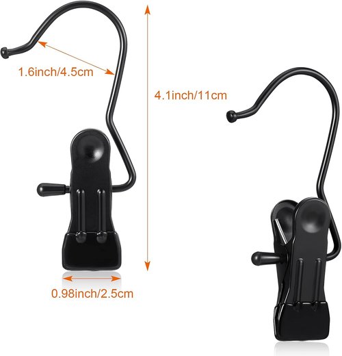 Hotop Boot Hanger Clips - 48 Heavy-Duty Space-Saving Hooks for Closet & Laundry (Black)