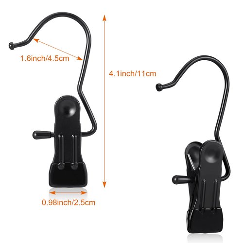 Hotop 48 Pieces Boot Hanger Clips for Closet, Laundry Hanging Hooks Heavy Duty Clips Boot Holder Portable Single Hooks Space Saving for Pants Jeans Clothes Hats Tall Towels (Black)