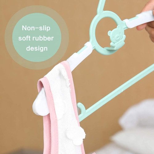 HGYZE Baby Nursery Closet Hangers, Ultra-Thin Non-Slip and Extendable Laundry Infant Pant Hanger for Newborn Clothes -20pcs Green Gifts- Adjustable Children Coat Hanger for Girl Boy Toddler Kids Child