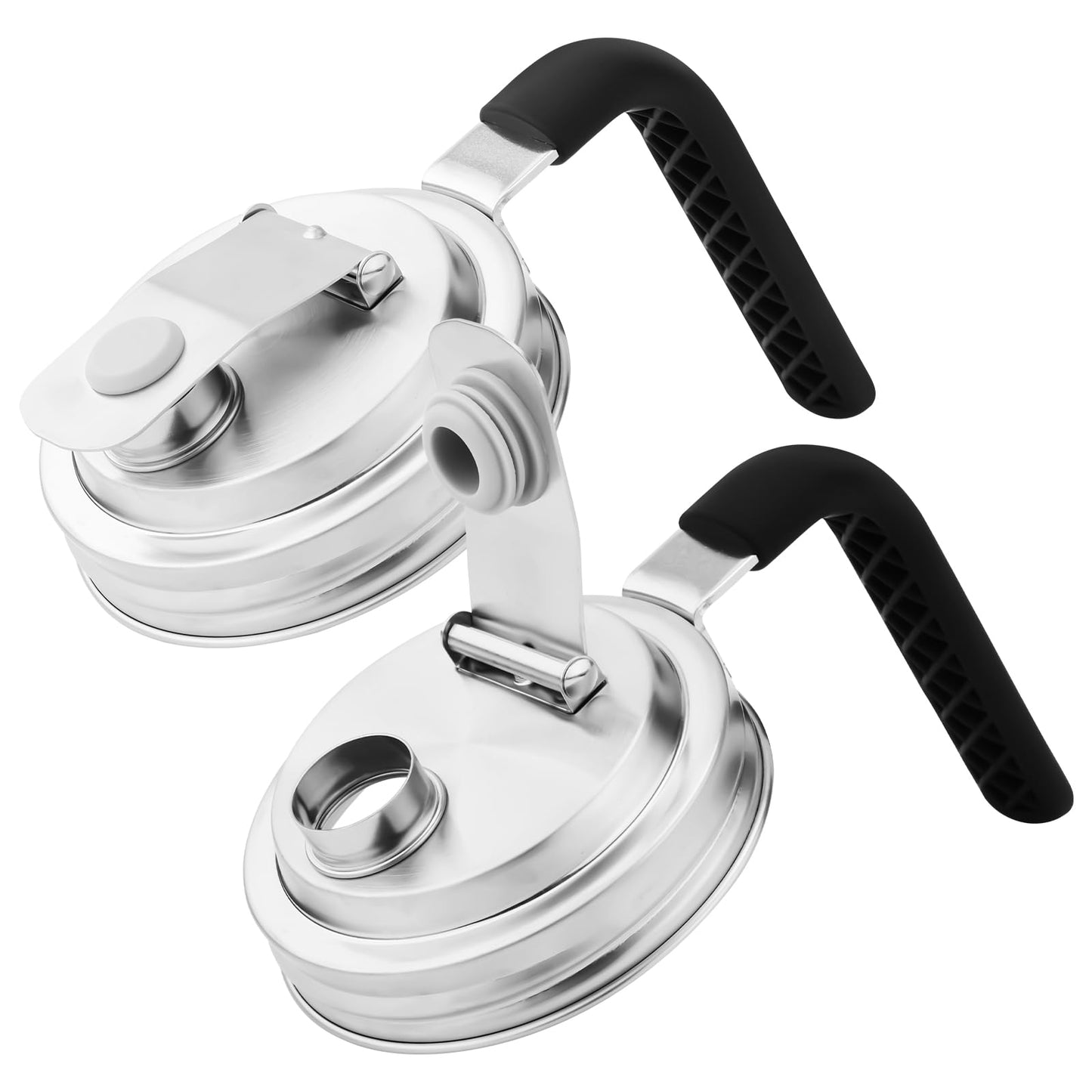 Stainless Steel Pour Spout Lids - Wide Mouth Mason Jar Lids with Handle - 2 Pcs