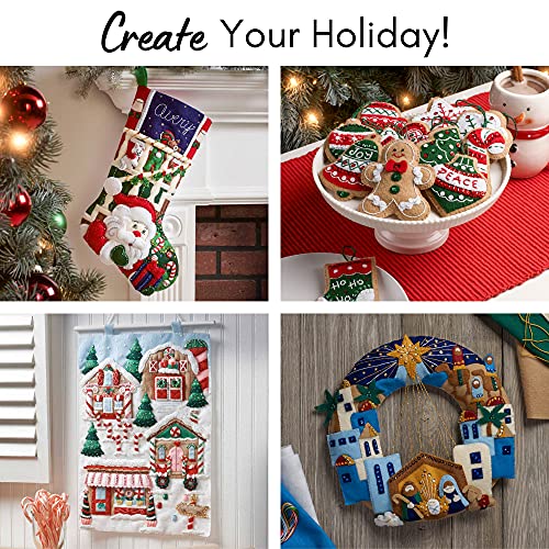 Bucilla Felt Christmas Stocking Kit - Santa Stop Here, 18-inch Holiday Decor