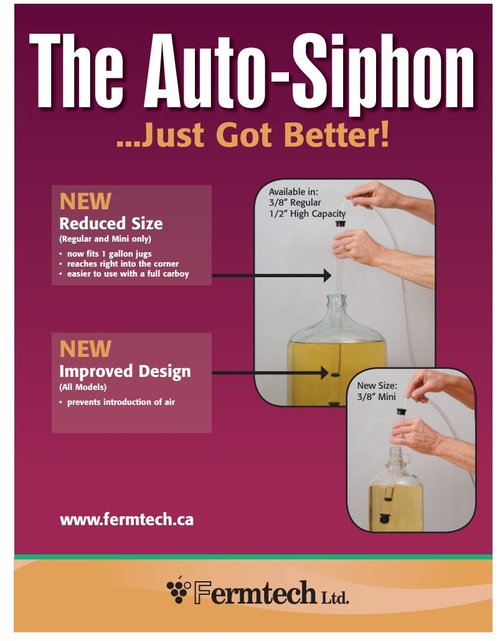 Fermtech Bottling Auto Siphon with Brush, 15" Long Mini Auto-Siphon for 1 Gallon Jugs with 3 feet Tubing and 18" Brush.