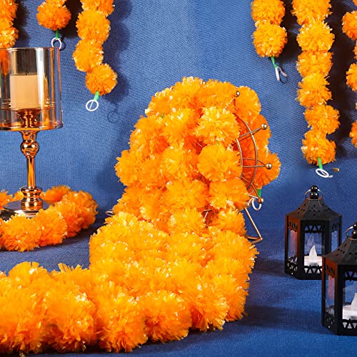 Artificial Marigold Garland - Light Orange 15 Pack, 5ft Party Decor