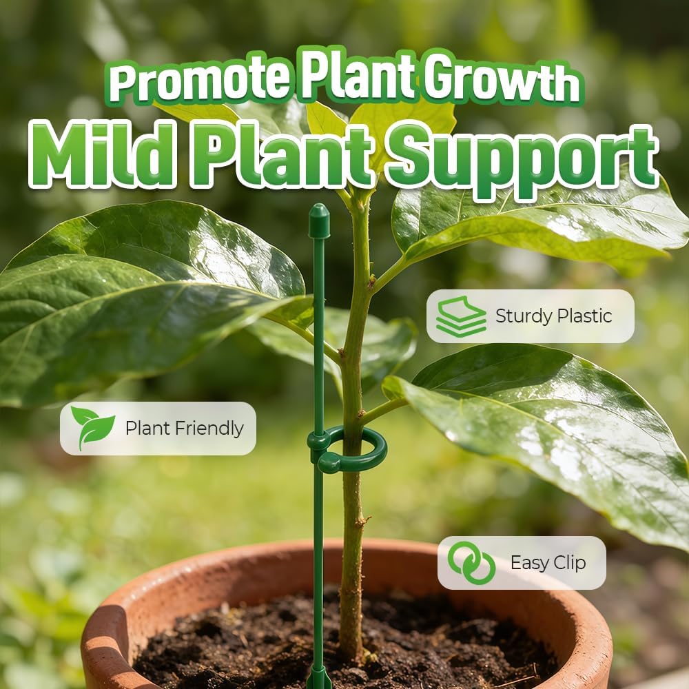 Skiennix Plant Stakes - Adjustable Clips for Indoor/Outdoor Plants | 10.62 Inches, Prevents Collapse