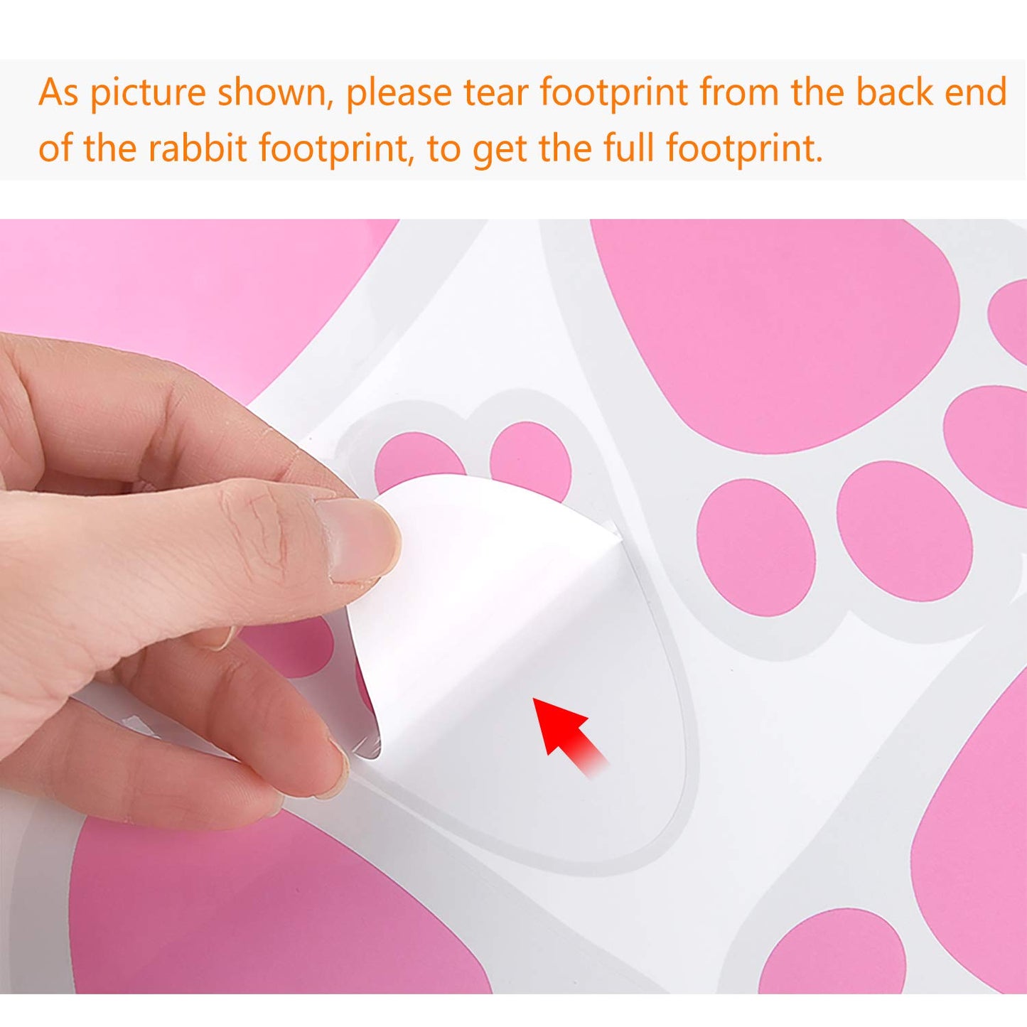TUPARKA 6 Sheet 36 Pcs Easter Bunny Feet Home Floor Bunny Clings Decals Stickers for Easter Easter Party Game Decorations, Mixed Size