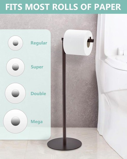 Housen Solutions Toilet Paper Holder Stand - Modern Free-Standing Design for 4 Spare Rolls | Oil Rubbed Bronze