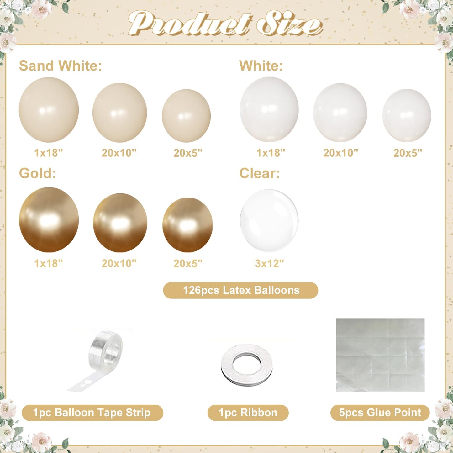 NUTTYBASH White and Gold Balloon Arch Kit, Metallic Gold and Sand White Balloon Garland Kit for Wedding Birthday Baby Shower Gender Reveal Bridal Decorations