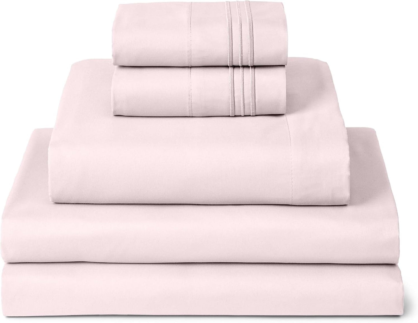 Mellanni Split King Sheets Set - 5 PC Hotel Luxury Bedding | Extra Soft, Cooling & Stain Resistant (Blush Pink)