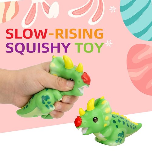 BEIGUO 6 Pack Jumbo Easter Eggs Filled with Dinosaur Slow Rising Squeeze Toys for Kids Boys Girls,Easter Basket Stuffers,Party Favors,Egg Hunts