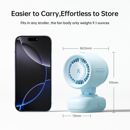 JISULIFE Handheld Mini Fan - Portable Baby Stroller Fan for On-the-Go Cooling | 4-Inch Size