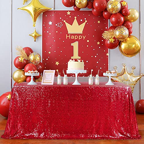 QueenDream 90x156 Red Sequin Tablecloth – Rectangular Glitter Party Cover