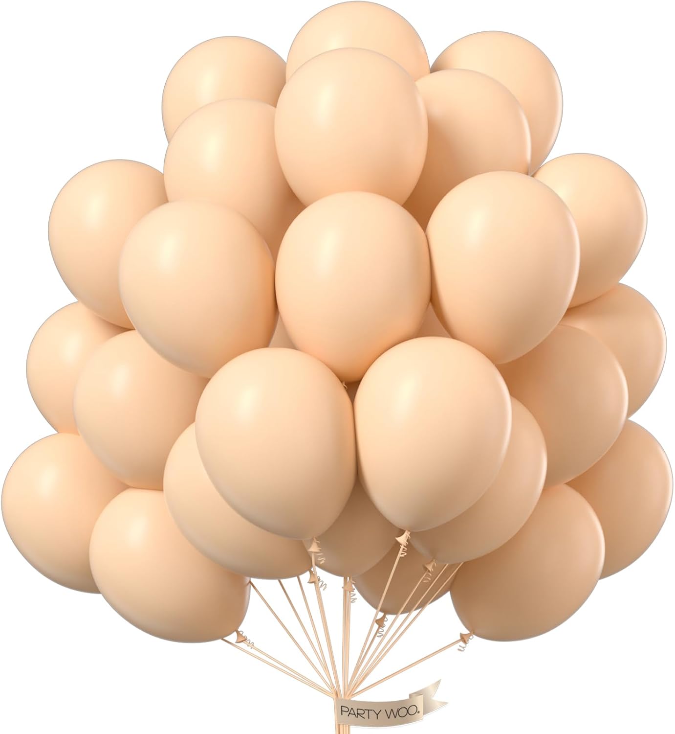 PartyWoo Nude Balloons - 50 Pcs 12 Inch Beige Apricot Latex Balloons for Weddings & Celebrations