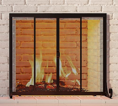 Fire Beauty Sliding Wrought Iron Fireplace Hearth Screen 37.8 x 30.7 Inch Variation of THIS listing