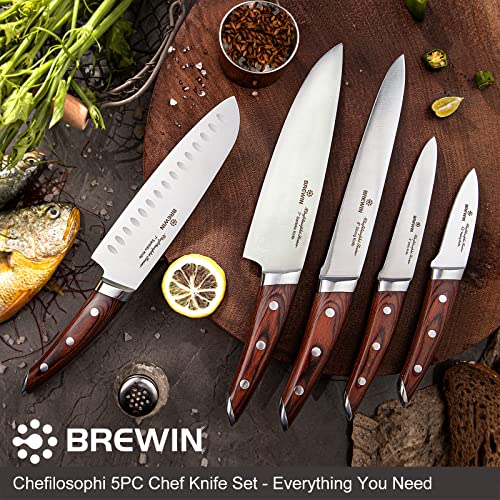 Japanese Chef Knife Set 5 Pieces with Pakkawood Handles - Ultra Sharp Kitchen Knives
