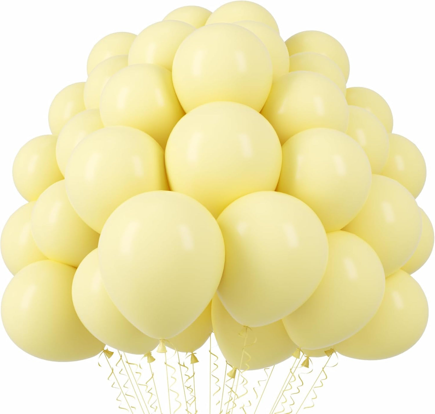 Voircoloria 110pcs Pastel Yellow Balloons - 12 Inch Light Yellow Latex for Graduation, Weddings & Parties