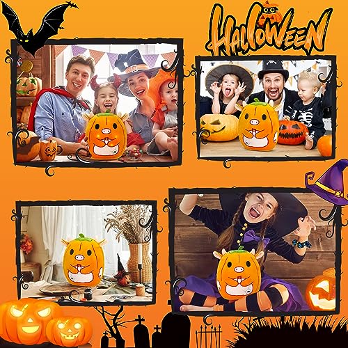 Light Up Pumpkin Cow Stuffed Halloween Plush Pillow with LED Light Stuffed Animals Soft Pillow Halloween for Boys Girls