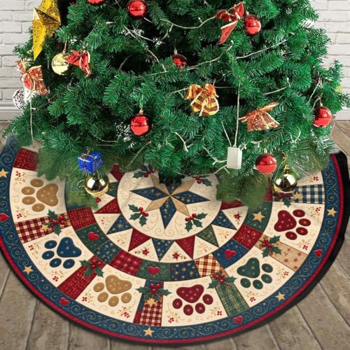 Medium Paw Christmas Tree Skirt 36 Inch Xmas Decor Not Quilted – Betyiwling