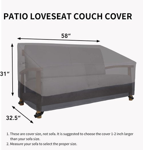 Easy-Going Heavy Duty Outdoor Loveseat Cover - Waterproof & Windproof Patio Sofa Cover | 58" x 32.5" x 31" - Gray/Dark Gray