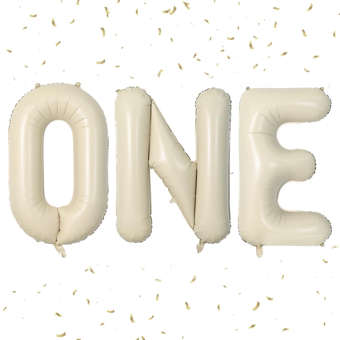 Biapian 40 Inch One Letter Balloons, Big Cream ONE Foil Balloons, 3 Pcs Giant Foil Large Aluminum Balloon Helium for Anniversary First One Year Old Girl and Boy 1st Birthday Party Decoration (Cream)