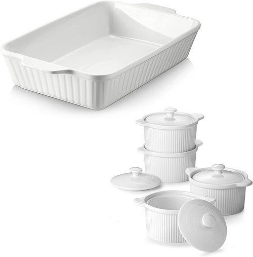DOWAN Ramekins - 6 Oz Square Porcelain Dessert & Appetizer Bowls Set of 6 | Oven Safe & Durable