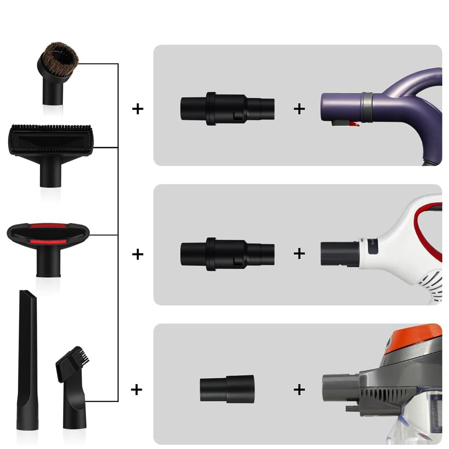 10 Pcs Vacuum Attachments & Brushes for Shark Navigator Lift-Away NV350 NV352 NV355 NV356E & Rotator NV500, Rocket HV301 HV322 HV371 Series Upright Vacuum, 1 1/4" (32mm) Vacuum Accessories Set