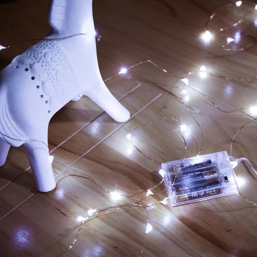 Ariceleo LED Fairy Lights - Battery Operated Copper Wire String Lights | 5m/16ft Cool White for Bedroom, Weddings & Parties