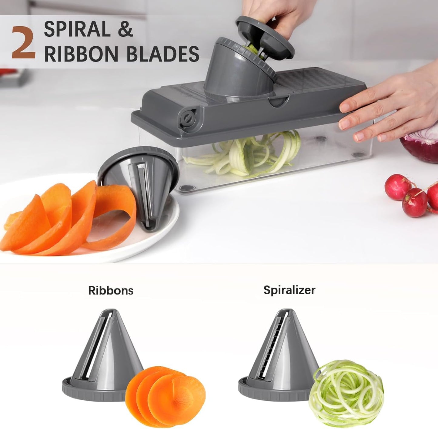 LHS Professional Multifunctional Vegetable Chopper Pro Food Chopper with Food Storage Containers, Mandoline Slicer Onion Dicer Fruit Cutter, Kitchen Gadgets and Home Essentials(7 in 1, Black)