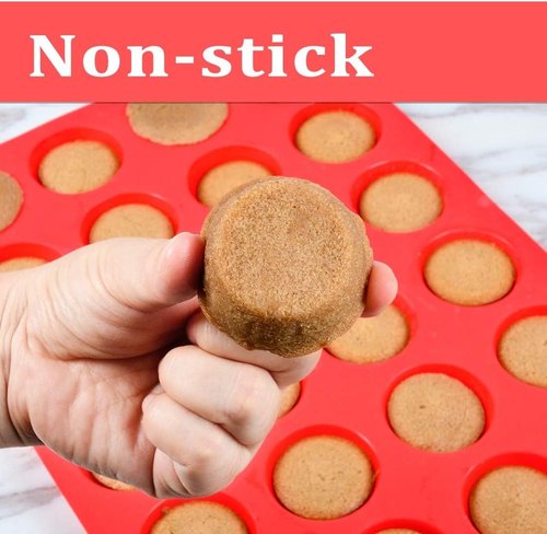 CAKETIME Silicone Mini Muffin Pan - Nonstick 24-Cup Baking Tray Set | 2 Pack for Easy Cupcakes
