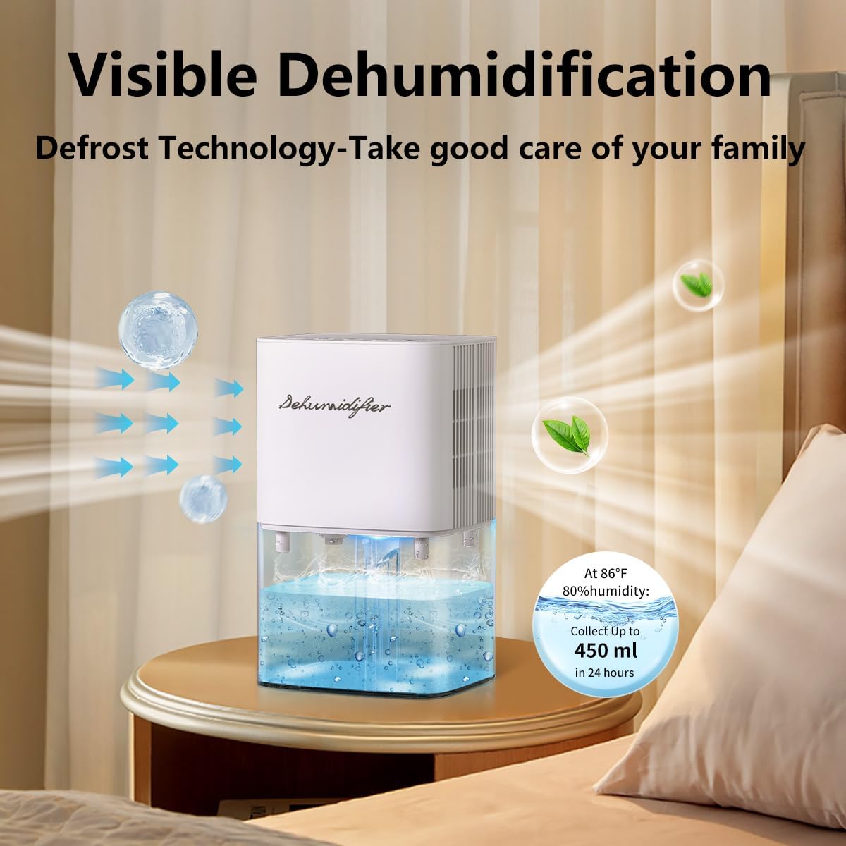 Skiennix Dehumidifier - 1657ML Small Home Unit with 10 Color Lights & Auto Shut Off | Low Noise for Bedroom & Bathroom