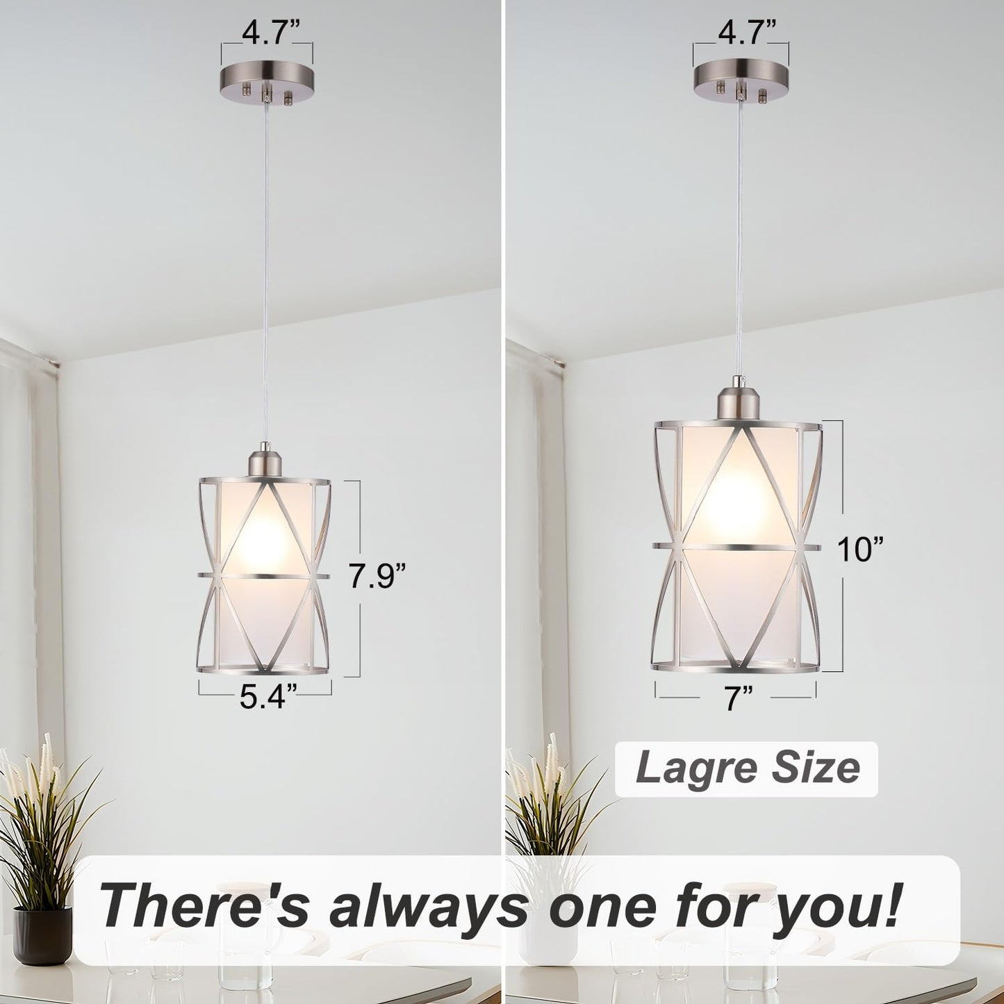 Zlierop Pendant Light with Frosted Glass, Modern Pendant Lights Kitchen Island, Brushed Nickel Pendant Light Fixtures, Cylindrical Pendant Lighting for Kitchen Island, Dining Room, Foyer