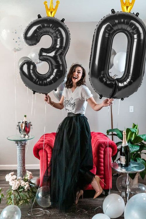 Black 3 Balloon, 40 Inch Number Balloon, 3rd Three Year Old Birthday Decora, Big Numbers 13 23 30 43 for Party Decorations Number 3 Balloon.