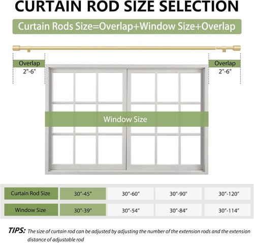 Adjustable Gold Curtain Rods by [Brand Name] | 5/8” Diameter, 30-45 Inch for Small Windows | 2 Pack with Brackets