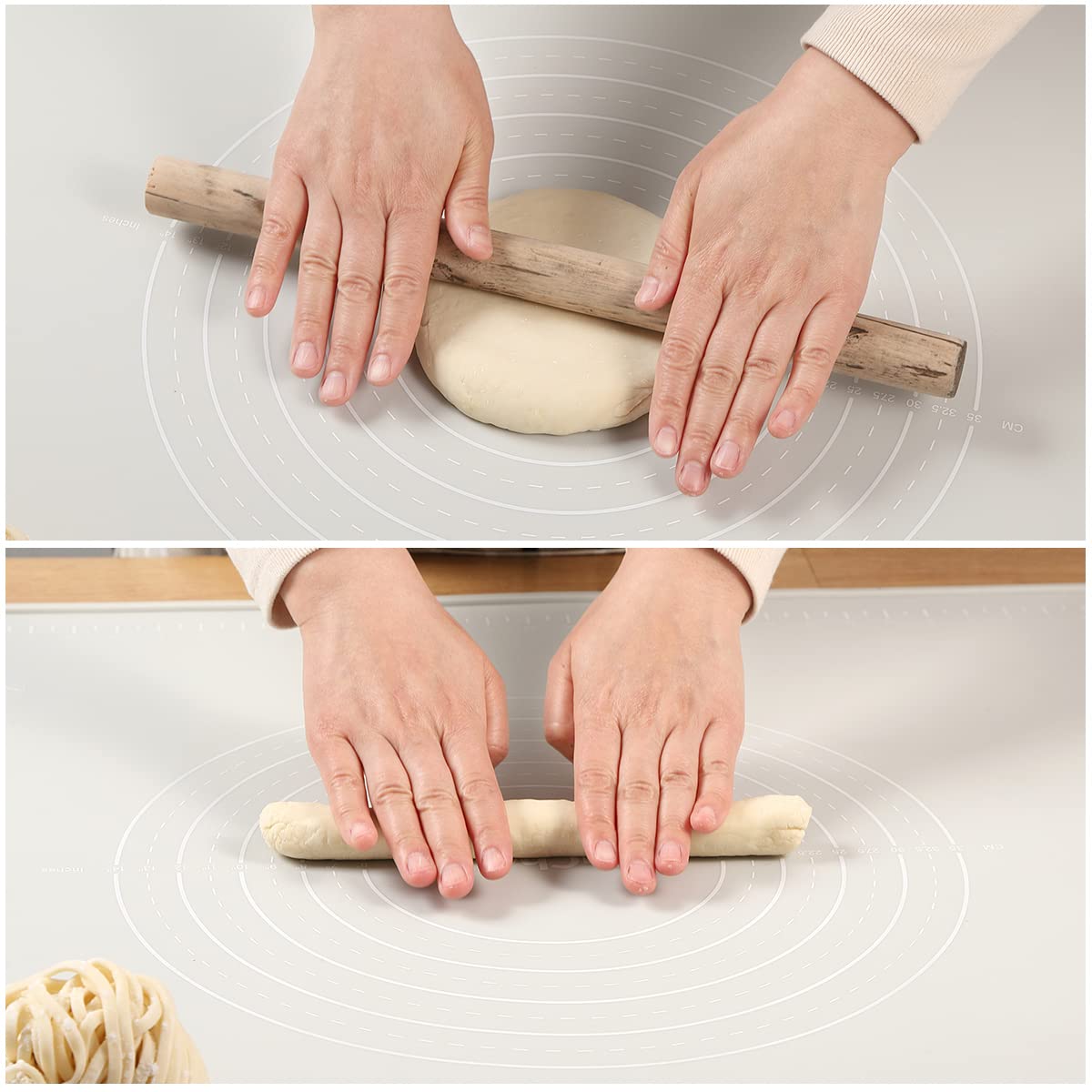 EuChoiz Silicone Pastry Mat 32"*24" Extra Thick Non Stick Baking Mat Food Grade Silicone Dough Rolling Mat with Edge Heightening Large