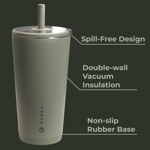 HydroJug Everyday Tumbler 20 oz – Ceramic-Lined Insulated Tumbler with Straw and Soft-Touch Lid, Cup Holder Friendly, Double-Wall Vacuum Insulation, Reusable Travel Cup – Courtyard