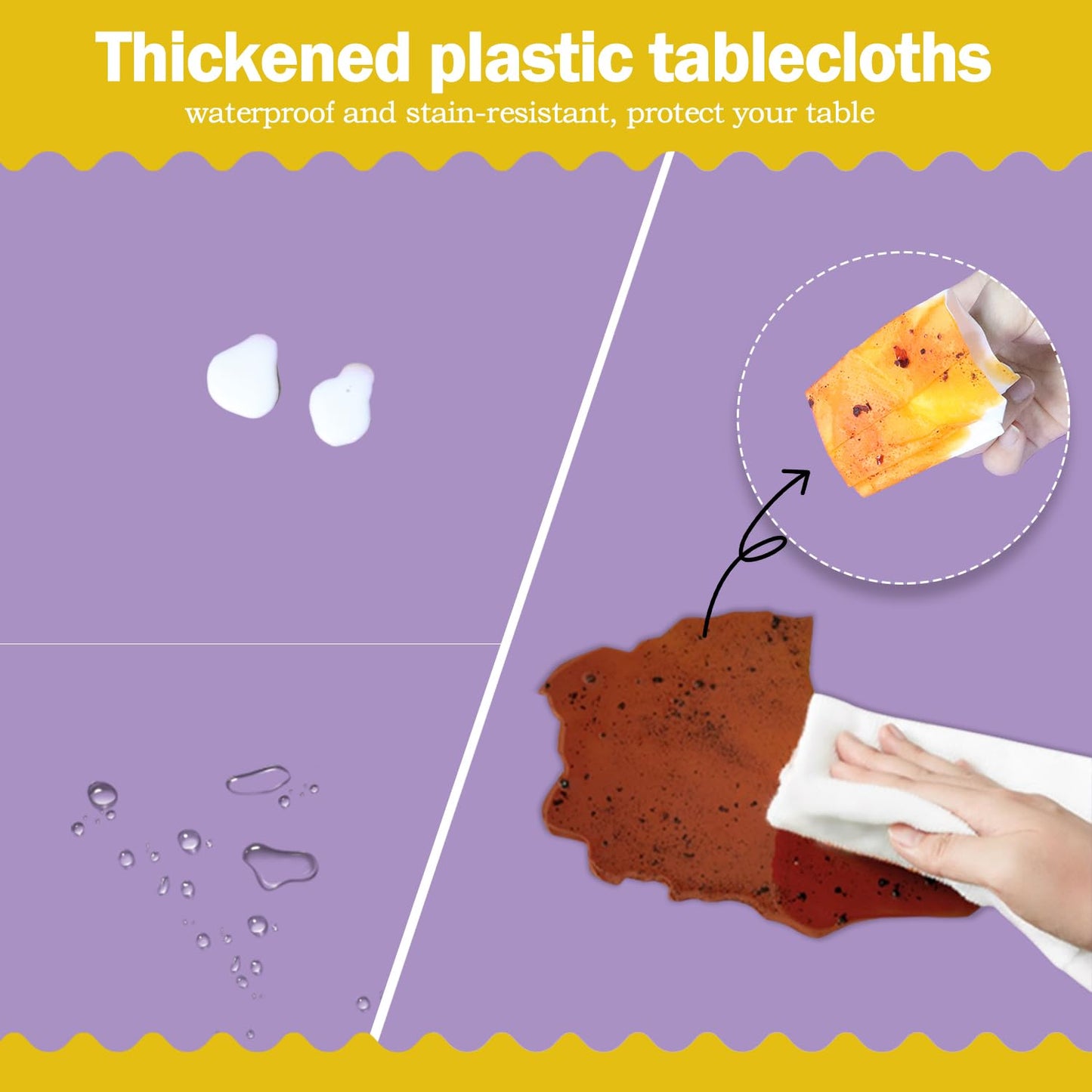 tujol Lavender 6 Pack Plastic Table Cloth 54" x 108", Disposable Tablecloths Rectangle Table Cover, Plastic Tablecloths for Parties