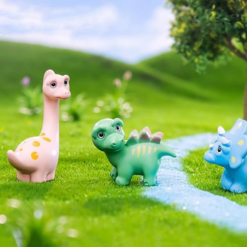 5 Pcs Lovely Dinosaur Figure Animal Toys Set Cake Topper, Micro Landscape Decor Fairy Garden Miniature Dinosaur Figurines Collection Playset for Christmas Birthday Gift Desk Decoration
