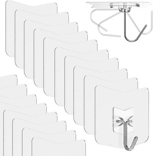 Heavy Duty Shower Hooks by [Brand Name] - 12 Pack, No Drill Adhesive Hangers for Bathroom & Kitchen