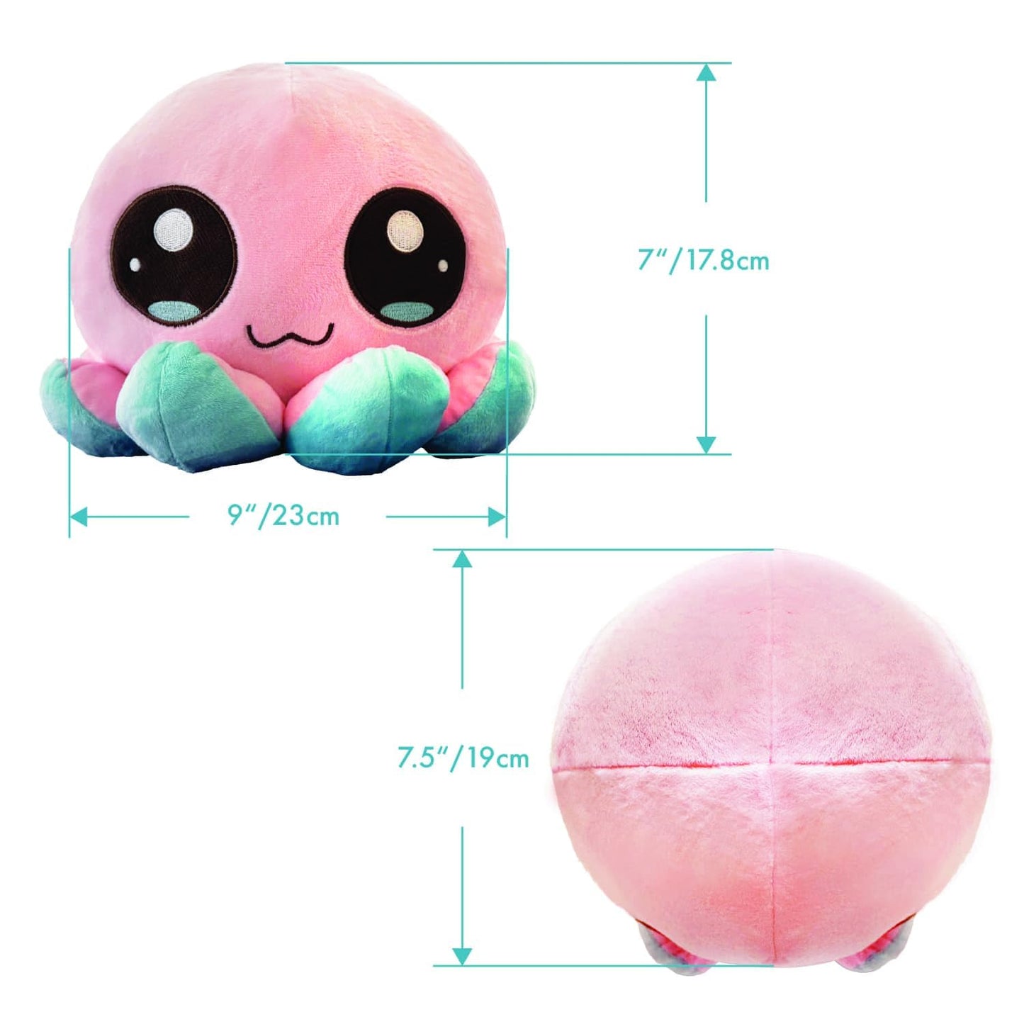 BelugaDesign Octopus Plush Toy | 7 Bulk Bundle Pink Blue Cute Kawaii Anime Soft Cozy Plushie | Large Stuffed Sea Animal Pillow | Fluffy Huggable Mood Flip Squishy Stuffies Plushy for Kids Teens