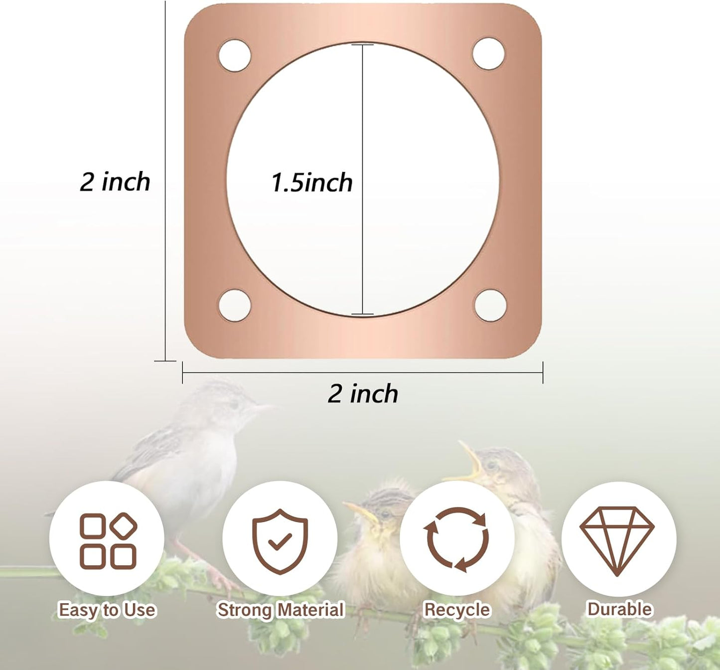 Skiennix Birdhouse Predator Guard - Copper Portal Metal Protector for Eastern Bluebirds | 1.5-Inch Hole