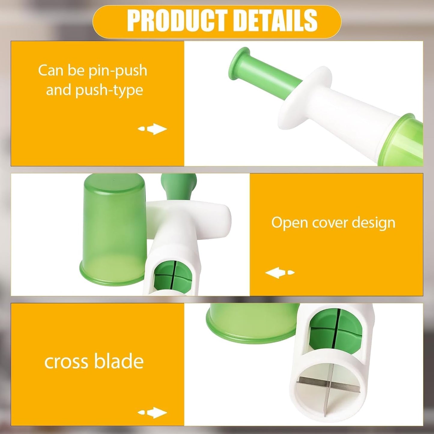 Skiennix Grapes Cutter - 3-Pack Toddler-Friendly Fruit & Veggie Slicer | Ideal for Salads & Snacks - Green Cross Blade