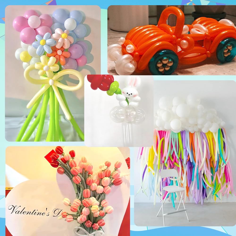 260 Balloons Clear and White, 100PCS Animal Long Balloons, 50PCS Transparent Balloon & 50PCS White Balloon, Skinny Party Favors for Birthday Party Wedding Graduation Christmas Decoration